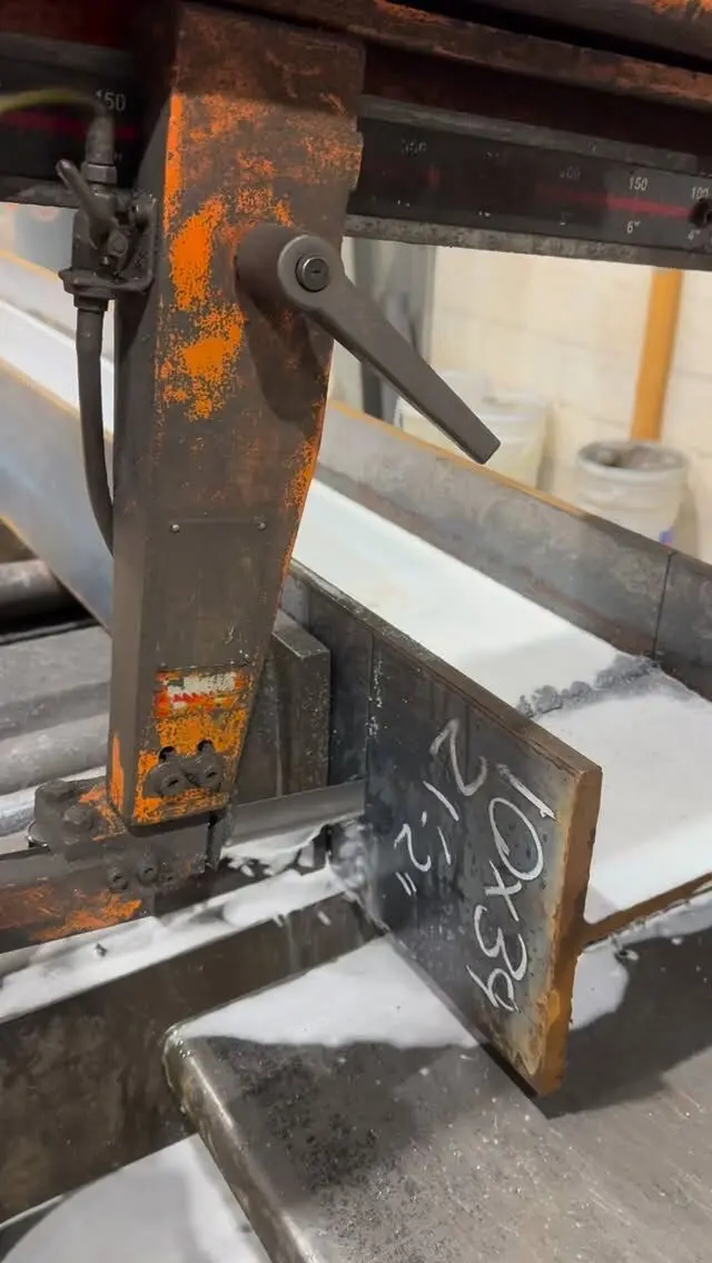 Steel beam clamped for fitting and welding